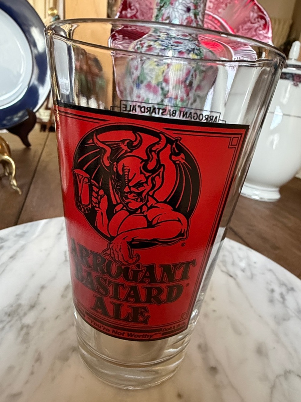 Arrogant Bastard  Ale beer glass “ You’re Not Worthy”